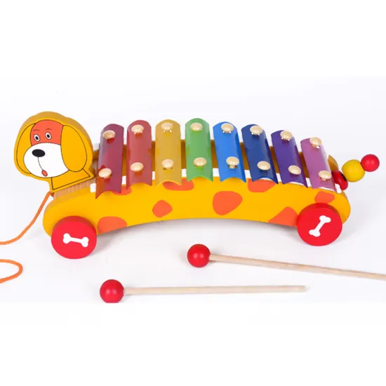 baby wooden children toys Noise Maker Toy Musical Instrument xylophone car Drag animal hand and struck piano