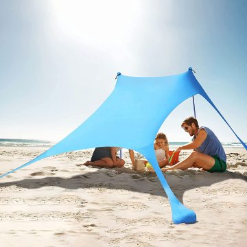 Portable Beach Sunshade Shelter Canopy with Sandbag Anchors, 210x210cm Pop Up Tent