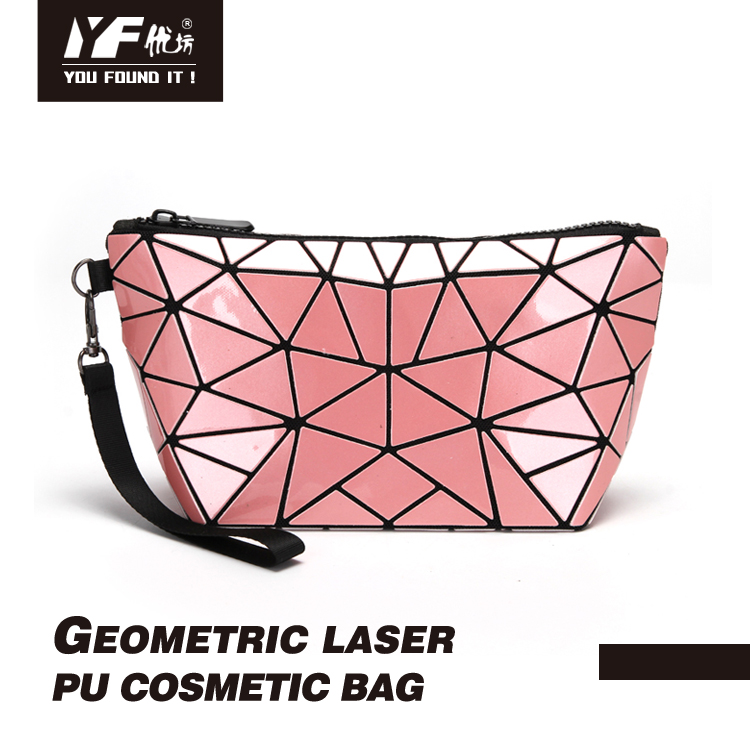 Sac cosmétique PU laser géométrique