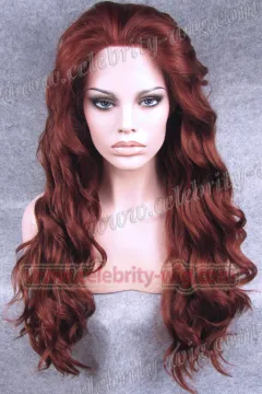 Heidi Klum Supermodel Long Wavy Red Synthetic Lace Front Wig