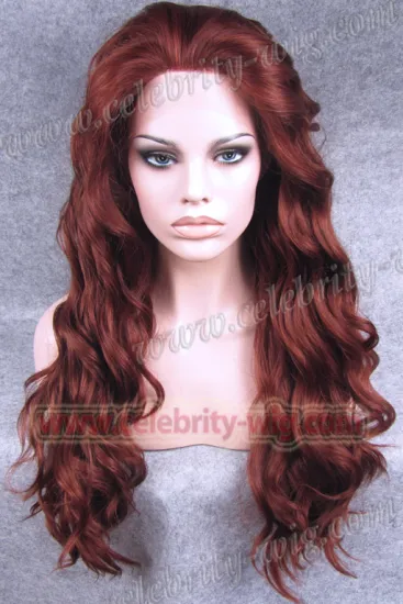 Heidi Klum Supermodel Long Wavy Red Synthetic Lace Front Wig