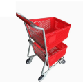 Dos capas Canasta de compras de metal carro