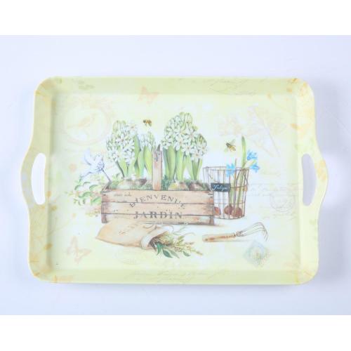 Modern art bpa free handle serving plastic tray