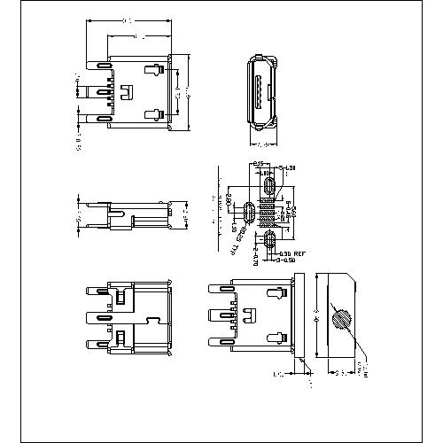 MUFM43-XXXXXB Micro USB 5P Receptacle B Type Vertical SMT