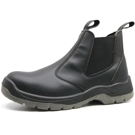 Corrected leather steel toe no lace safety boots
