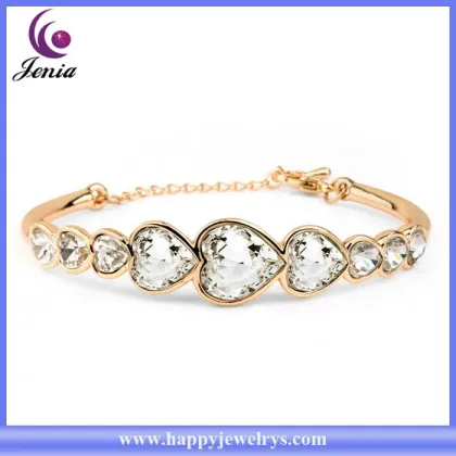 18k white gold plated bracelet multi color Austrian crystal love bracelet ( YWH5060-5)