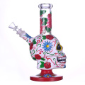 9.4in Hippiesglass, copo de vidro de esqueleto de terror desenhado à mão Bongo de vidro, bongo de flor fofo, tubo de água de vidro borossilicato, cachimbo de vidro de vidro