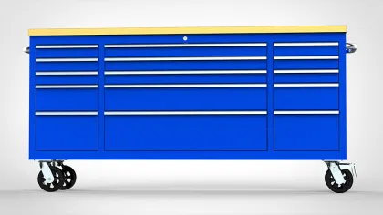 Safewell 72Inch 15 Drawer Blue Pre-Coated Tool Cabinet