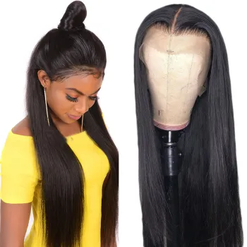 Straight Lace Closure Wigs Human Hair Wigs For Black Women 4x4x1 T Part Brazilian Lace Front Wigs Pre Plucked With Baby Hair
