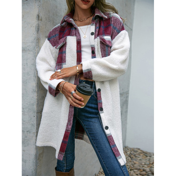 Women's Lapel Button Casual Plaid Coat