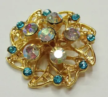 Gold Flower Shoe Clips with Colored Stone Embellished