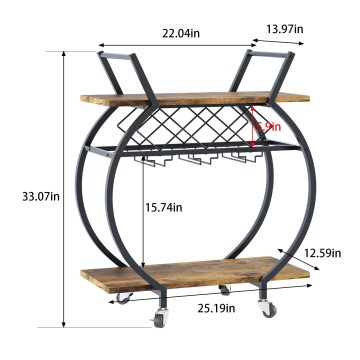 Traditional Metal Bar Serving Cart for Living Room Storage