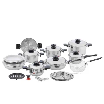Waterless Greaseless Surgical Stainless Steel 304 28Pcs Cookware Set with Wide Rolled Edge