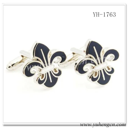 YH-1763 Novelty Enamel Fleur Di Lis Flower Cufflinks