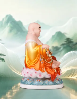 White Marble Statue of the Laughing Maitreya Buddha