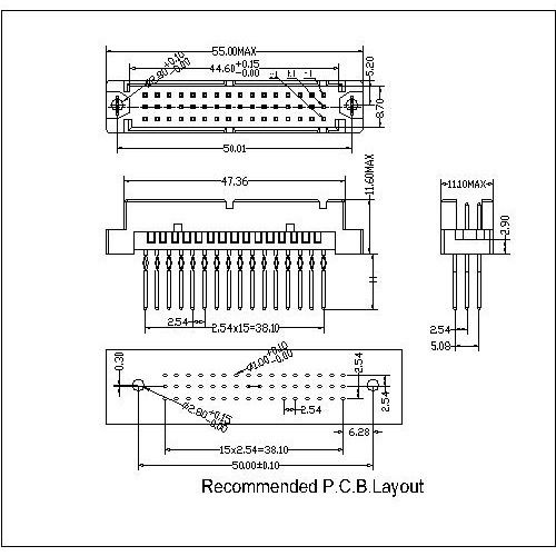 DMS-XX-XXX-316 Vertical Plug Type Half R Compliant press-Fit Connectors 48 Positions-Model