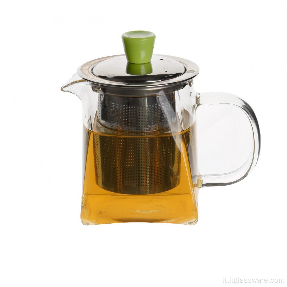 Teiera in vetro sfuso per foglie di tè, cassaforte per stufa