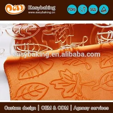 New design veined leaves fondant cake decorating acrylic embossing rolling pin