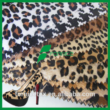 leopard printed artificial fur fabric