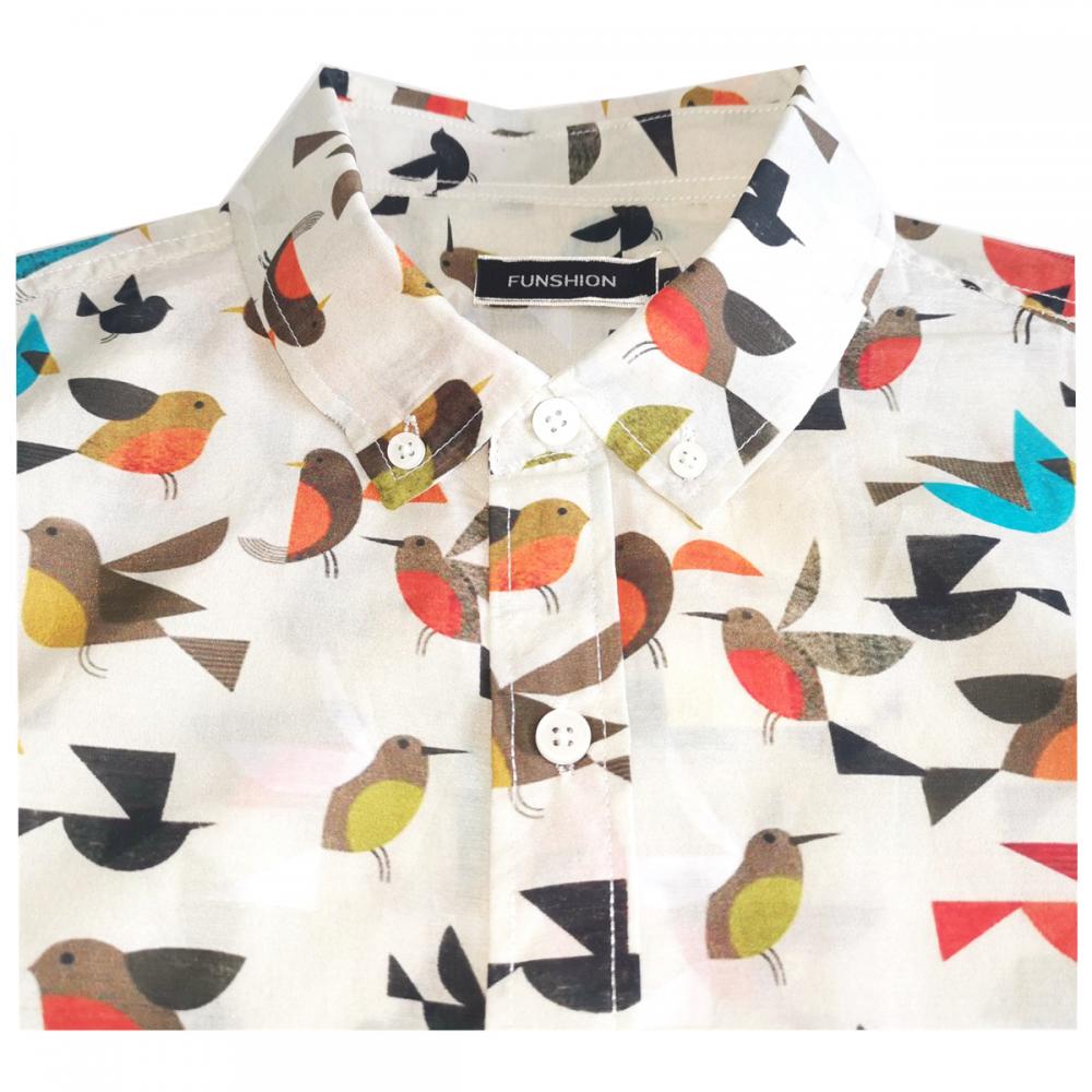 Cotton Bird Print Shirt