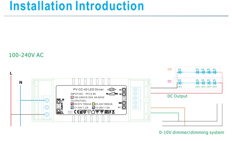 40W 0-10V led power supply