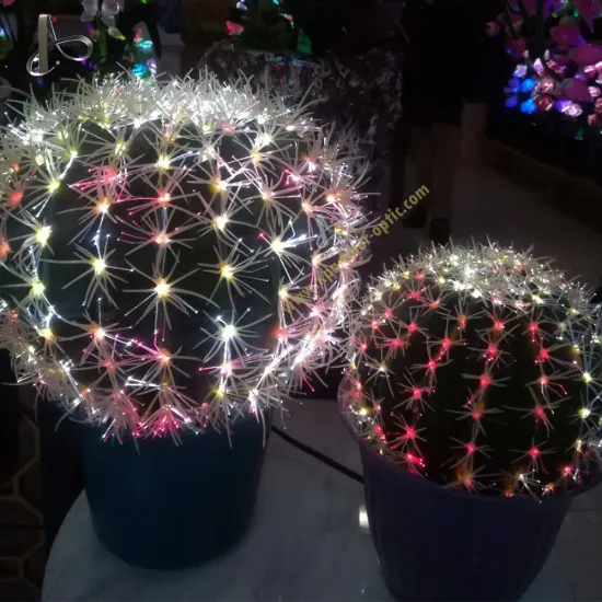 Colorful LED Fiber Optic Cactus Flower Lamp - Home Decor Artificial Light