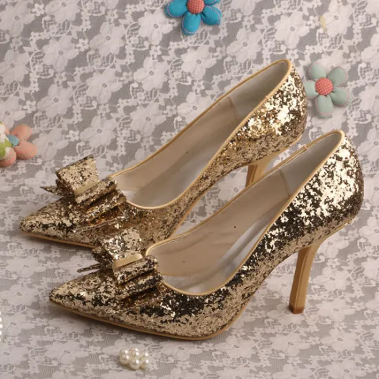 Glitter Gold Wedding Shoes for Bridesmaids