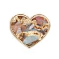 Anneaux en cristal Drusy avec coeur naturel couleur or 18k