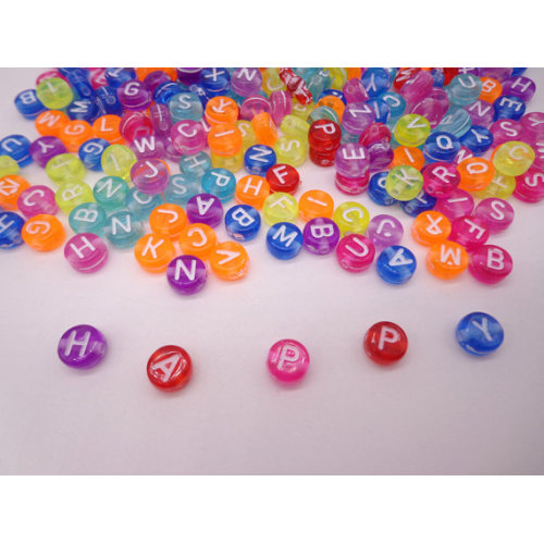 4x7MM Acrylic Mixed Alphabet Letter Coin Round Beads