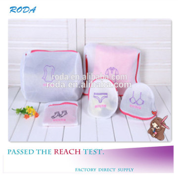 YIWU RODA 100% polyester 5-sets white embroidery home foldable washing bag