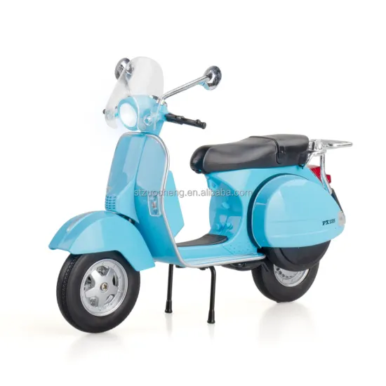 Popular 1:10 Scale Vespa 125 Model Simulation Collection with Light and Sound Features - Die-Cast Alloy Mini Motorcycle Toy for Kids