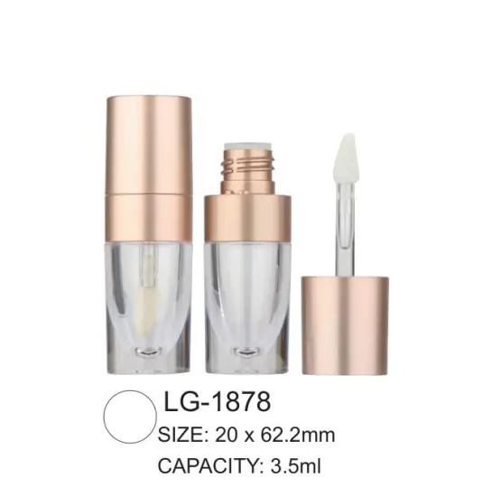 Round Plastic Empty Lipgloss Bottle Container with Brush
