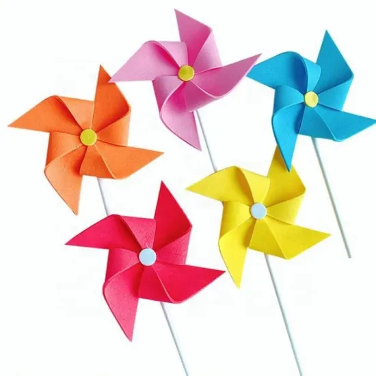 Colorful Foam Windmill Cake Topper for Kids' Birthday Party Cupcake Decorations