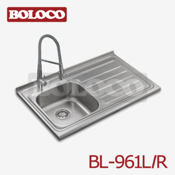 U.k/england Polish/satin/ele-pearl Single Bowl Single Drainer Welding Rectangle/square Kitchen Sink 304# Bl-961l/r 
