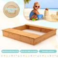 Kids Large Wooden Sandbox with Bench Seats