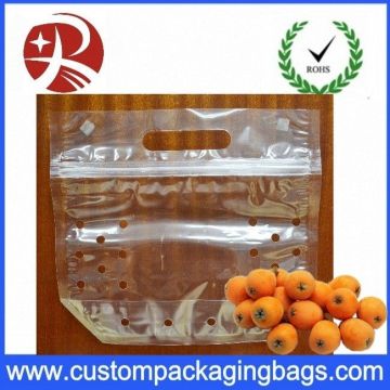 Clear Fruit Packing Bag With Holes And Slider Zipper For Grape