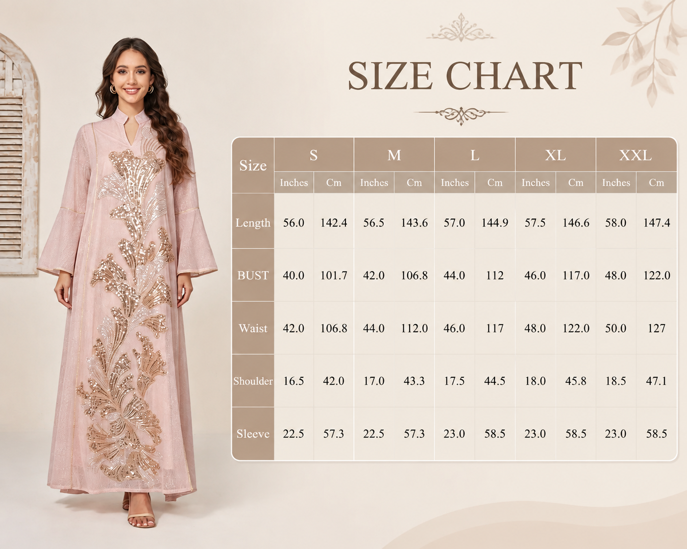 Beaded Embroidery Stand Collar Abaya Dress
