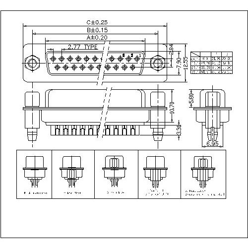 DB01-FXXXXX D-SUB Female Dual Row Solder Type(stamped Pin)