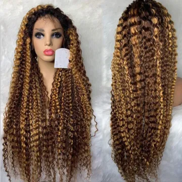 Blonde Highlights Straight Body Wave Piano Bob Wig & Curly Deep Wave Ombre Brown Hair Wigs