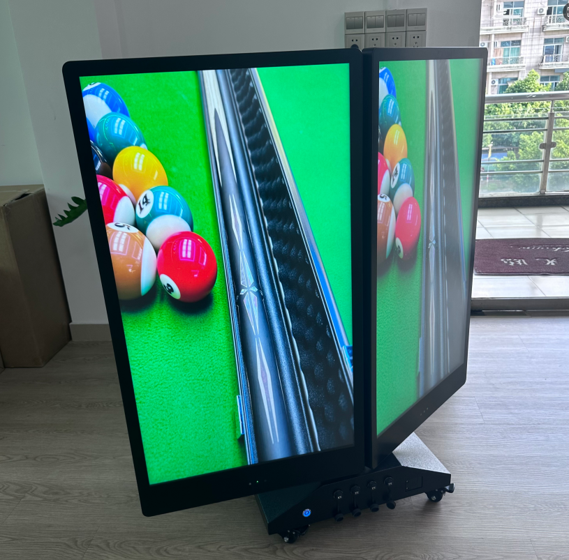 שילוט דיגיטלי חיצוני נייד עם גלגלים כבדים ובסיס נעילה מאובטח