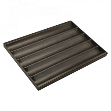 5 Rows Non-Stick Coating Perforated French Bread Baguette Baking Tray