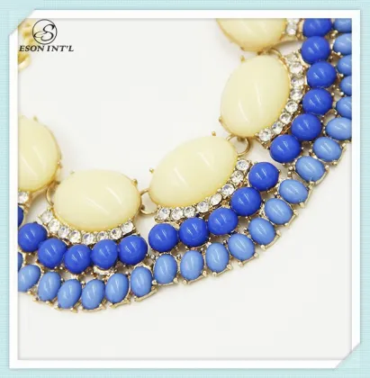Wholesale Blue Fine Bead Necklace, Chunky Bead necklace 2015