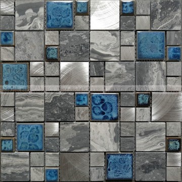 2017 Chinese leverancier 23x23x48x48x8mm fation blauwe kleur bloem marmeren mozaïek wandtegels in foshan js8802