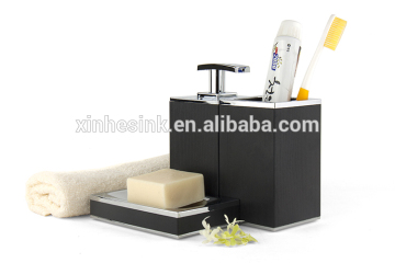 Fashion PVC SBH Square Bowl Series Rubber Paint/Wood Grain 3-Piece Environmental Bathroom Accessory Set, Colorful Collection