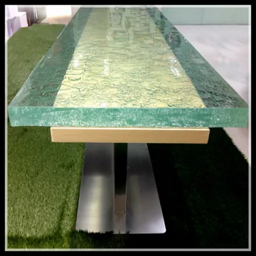 glass top wooden base dining table