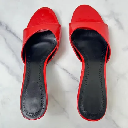Red High Heeled Slippers for Women, Size 42: Summer 2024 Fashion Footwear