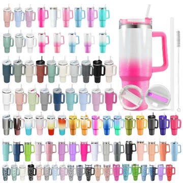 Custom Sublimation Travel Mug 40oz Stainless Steel Tumbler with Straw and Handle 2023