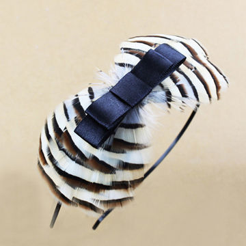Feather design in zebra stripe newest arrival unique wholesale headbands, OEM/ODM orders are welcome