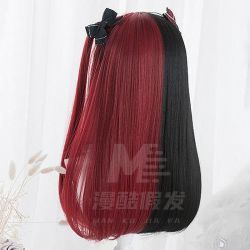 Jellyfish Hime-cut black and red cosplay wig 3