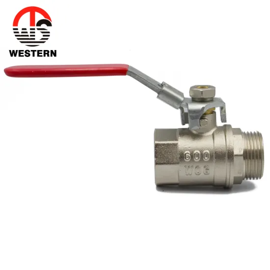 1-1/4 inch male x female NPT or BSP threaded Brass medium pressure ball valve with red handle